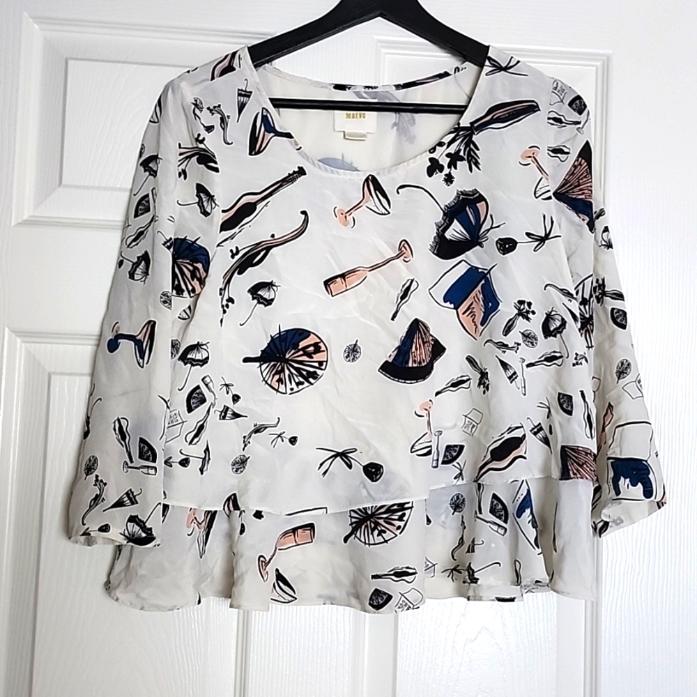 Antropology Maeve Women's Long Sleeve Silk Blouse Size 4